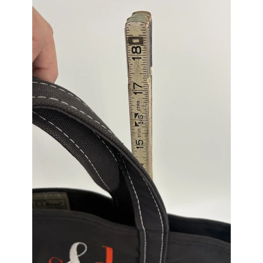 Vintage LL Bean Boat & Tote Bag Large‎ Black Monogram Short Straps USA Made GUC